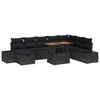vidaXL Tuinbankenset met kussen met opslag 9 pcs Zwart poly rattan