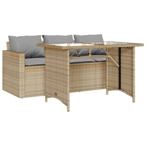 vidaXL 2-delige Tuinset met kussens poly rattan beige