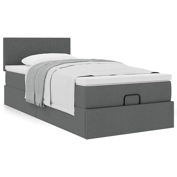 vidaXL Ottoman bed met matras 80x200cm stof donkergrijs