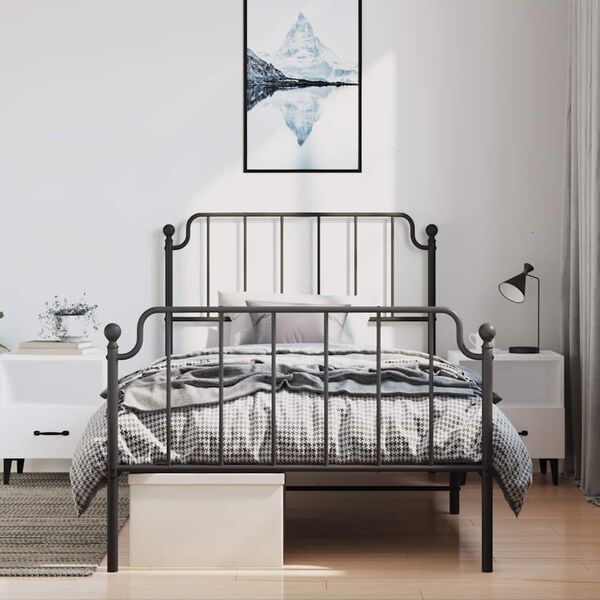 vidaXL Bedframe met hoofd- en voeteneinde&nbsp;metaal zwart 100x200 cm
