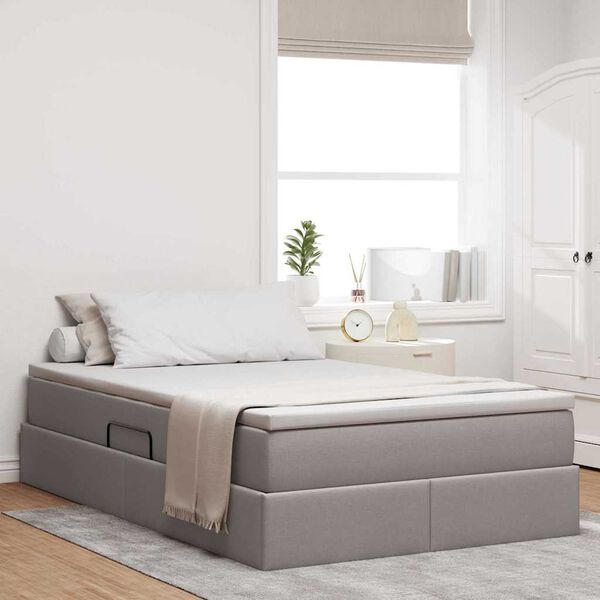 vidaXL Opslag bed met matras met matras Taupe 120 x 200 cm Polyester