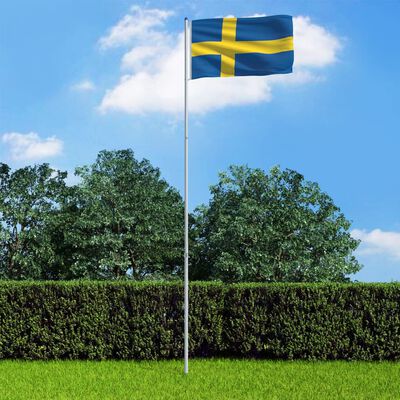 vidaXL Vlag met vlaggenmast Zweden 6 m aluminium