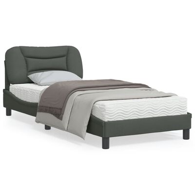 vidaXL Bedframe met hoofdbord stof donkergrijs 80x200 cm