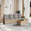 vidaXL 6-delige Loungeset met kussens poly rattan gemengd beige