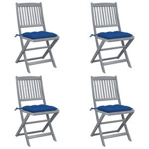 vidaXL Tuinstoelen 4 st inklapbaar met kussens massief acaciahout