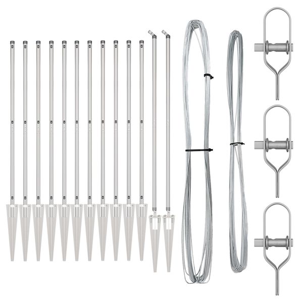 vidaXL Hekpalen 13 pcs Zilver Ø32mm 140 cm Gegalvaniseerd staal