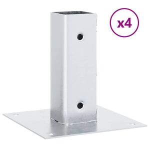 vidaXL Spokkels vierkant 4 st gegalvaniseerd staal zilverkleurig