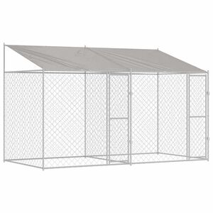 vidaXL Hondenkooi met Dak zilver 400 x 200 x 256 cm Staal en PE