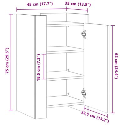 vidaXL Dressoir 45x35x75 cm bewerkt hout grijs sonoma eikenkleurig