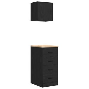 vidaXL Garagekasten 2 st spaanplaat zwart