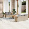 vidaXL 6-delige Loungeset met kussens poly rattan gemengd beige