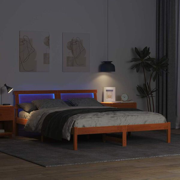 vidaXL Bedframe Wasbruin 160 x 200 cm Massief grenenhout