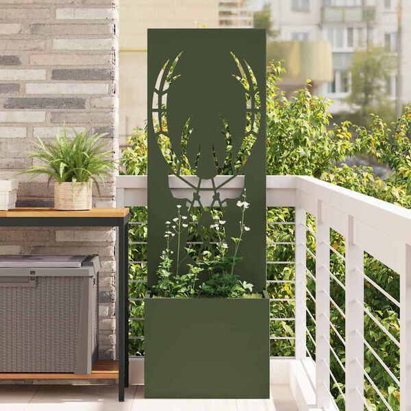 vidaXL Tuin Privacy Screen Olijfgroen 50 x 140 cm Koudgewalst staal