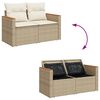 vidaXL Tuinbank 2-zits met kussens poly rattan beige