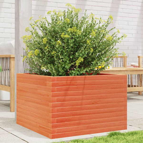 vidaXL Plantenbak 70x70x45,5 cm massief grenenhout wasbruin