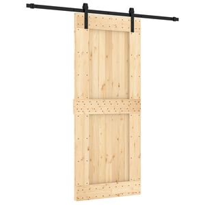 vidaXL Schuifdeur Naturel en Zwart 85 x 210 cm Massief Grenenhout