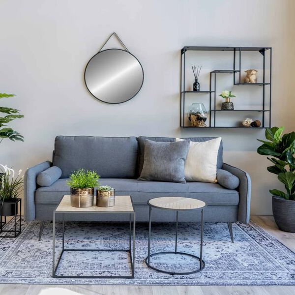 House Nordic Bijzettafel Johanna rond 40 cm naturel en zwart