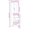 vidaXL Hoge kast 34,5x34x180 cm bewerkt hout wit