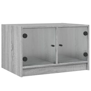 vidaXL Salontafel met glazen deuren 68x50x42 cm grijs sonoma eiken