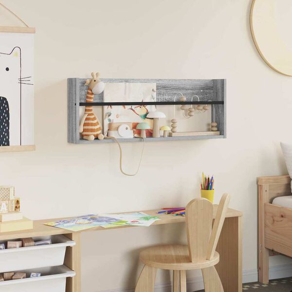 vidaXL Tijdschrift Rek Grijs Sonoma 80 x 12 x 30 cm Bewerkt hout