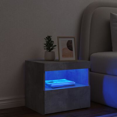 vidaXL Nachtkastje met LED-verlichting 50x40x45 cm betongrijs