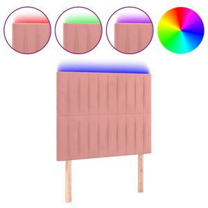 vidaXL Hoofdbord LED 80x5x118/128 cm fluweel roze