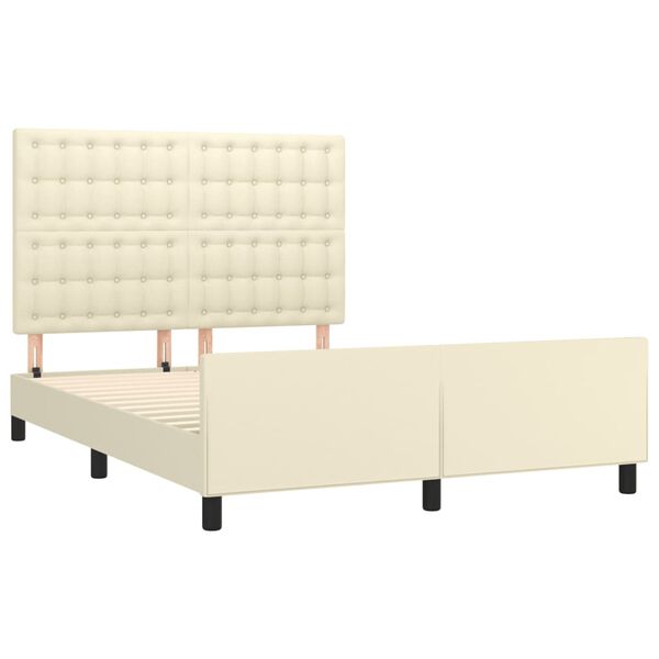 vidaXL Bedframe met hoofdbord kunstleer cr&egrave;mekleurig 140x200 cm