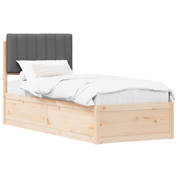 vidaXL Bedframe met Gevoerd Hoofdgedeelte Donkergrijs 80 x 200 cm
