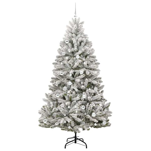 vidaXL Kunstkerstboom met 300 LED Groen en Wit 210 cm PVC en Metaal