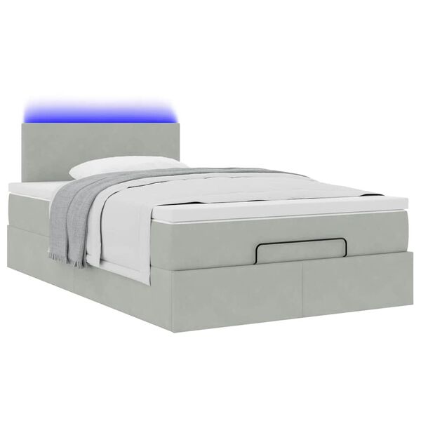 vidaXL Ottoman bed met matras en LED's 120x200 cm fluweel lichtgrijs