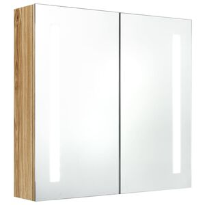 vidaXL Badkamerkast met spiegel en LED 62x14x60 cm eikenkleurig