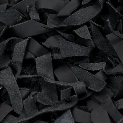 vidaXL Tapijt shaggy hoogpolig 80x160 cm echt leer zwart