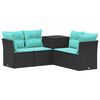 vidaXL Bankstel 5 st Zwart en Blauw Poly Rattan en Staal
