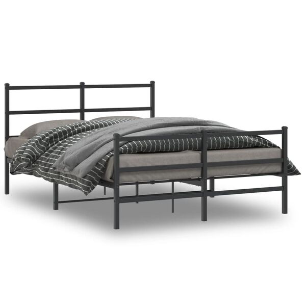 vidaXL Bedframe met hoofd- en voeteneinde&nbsp;metaal zwart 140x190 cm