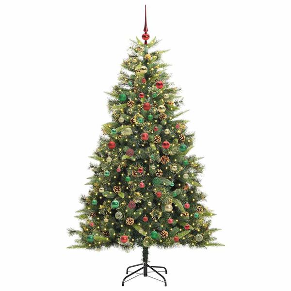 vidaXL Kunstmatige Scharnier Kerstboom met Cones Groen 240 cm