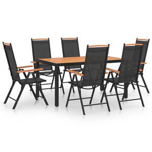 vidaXL 7-delige Tuinset aluminium zwart