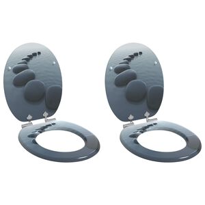 vidaXL Toiletbrillen 2 st met soft-close deksels MDF steenontwerp