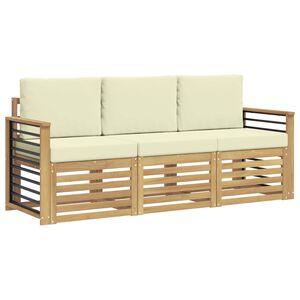 vidaXL Sofa-Sets 3 st Wit en cr&egrave;mekleurig Polyester
