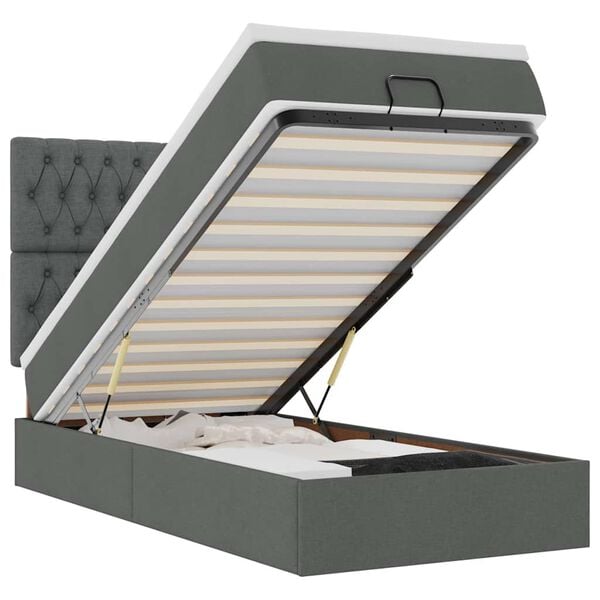 vidaXL Ottoman bed met matras en LED's 100x200cm stof donkergrijs