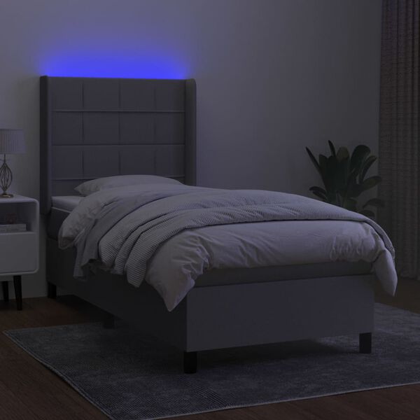vidaXL Boxspring met matras en LED stof lichtgrijs 80x200 cm