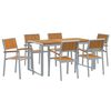 vidaXL Tuin eettafelset 7 st Grijs Massief Acaciahout