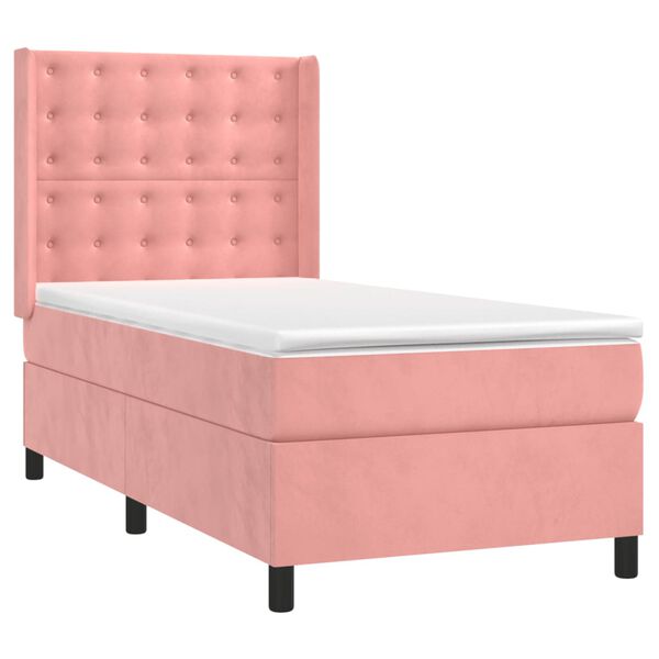 vidaXL Boxspring met matras en LED fluweel roze 80x200 cm