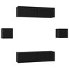 vidaXL Tv-meubelset Wandgemonteerd 6 pcs Zwart Eiken Bewerkt hout