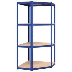 vidaXL Hoekrek 4-laags staal en bewerkt hout blauw