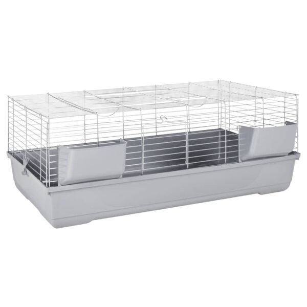 vidaXL Dierenhok kleine dieren 118x59x46 cm polypropeen metaal grijs