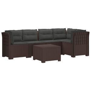 vidaXL 5-Zits Tuin Sofa met Kussens Rattan Look PP Bruin
