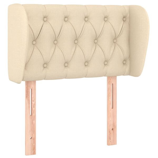 vidaXL Hoofdbord met randen 83x23x78/88 cm stof cr&egrave;mekleurig