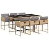 vidaXL 7-delige Tuinset met kussens poly rattan gemengd beige