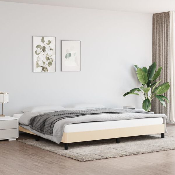 vidaXL Bedframe zonder matras stof cr&egrave;mekleurig 200x200 cm