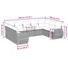 vidaXL 9-delige Loungeset met kussens poly rattan lichtgrijs